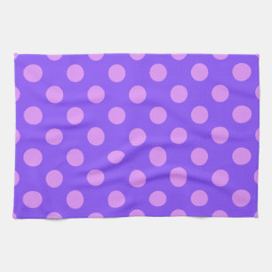 Lilac polka dots on periwinkle kitchen towel