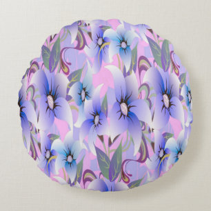 Lilac Poppies Round Pillow