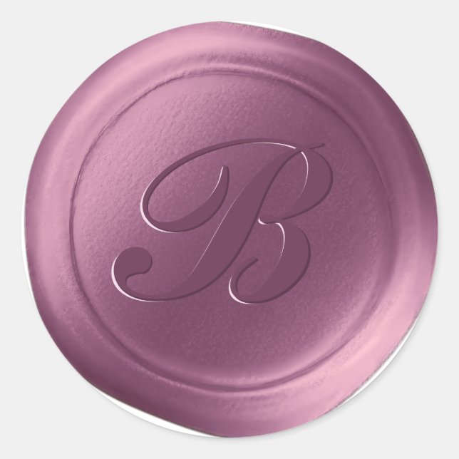 Lilac Purple 1 Letter Monogram Wax Seal Stickers (Front)
