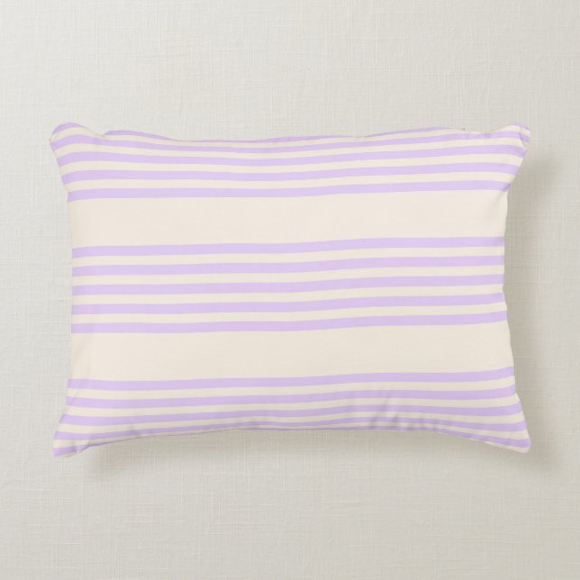 Lilac purple and beige five stripes pattern accent pillow (Front)