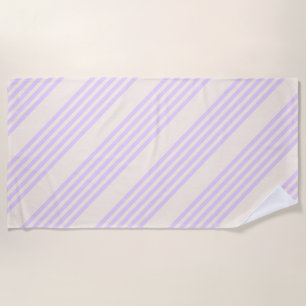 Lilac purple and beige five stripes pattern beach towel