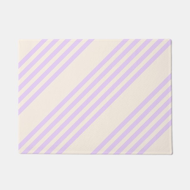 Lilac purple and beige five stripes pattern doormat (Front)