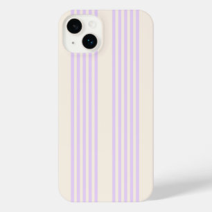 Lilac purple and beige five stripes pattern iPhone 14 plus case