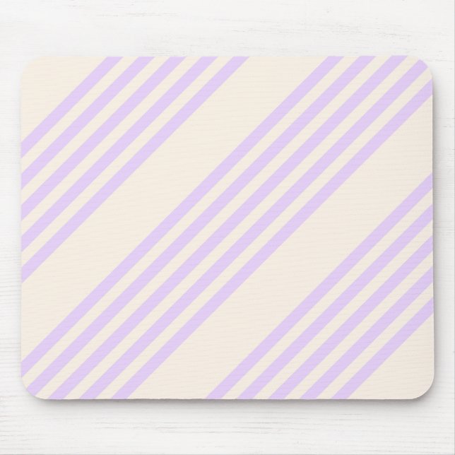 Lilac purple and beige five stripes pattern mouse pad (Front)