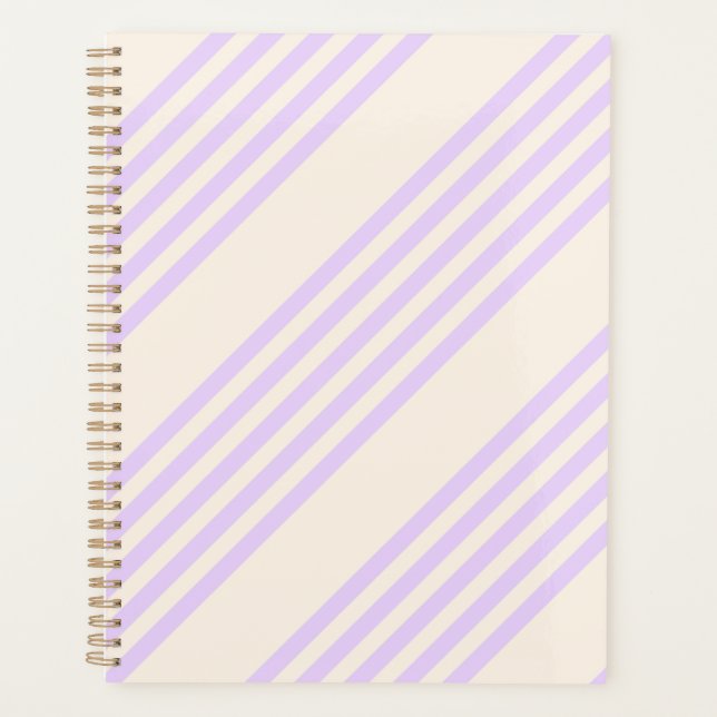 Lilac purple and beige five stripes pattern planner (Front)