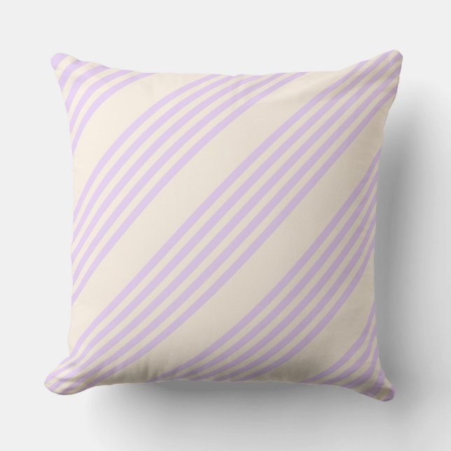 Lilac purple and beige five stripes pattern throw pillow (Front)