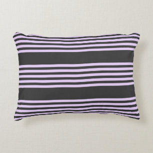Lilac purple and charcoal five stripes pattern accent pillow