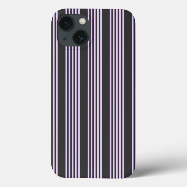 Lilac purple and charcoal five stripes pattern Case-Mate iPhone case (Back)