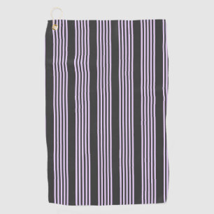Lilac purple and charcoal five stripes pattern golf towel
