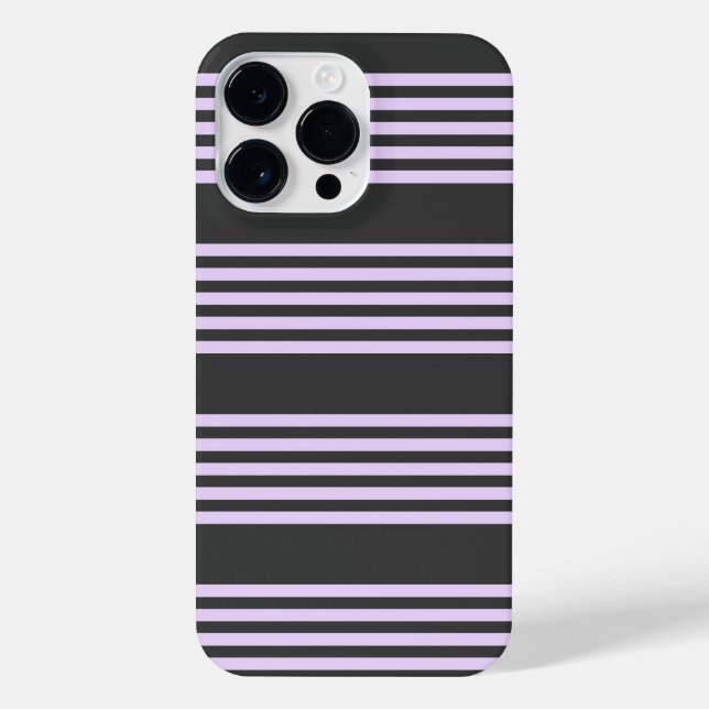 Lilac purple and charcoal five stripes pattern iPhone case (Back)