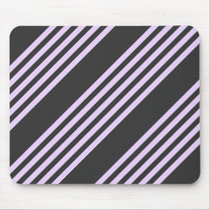 Lilac purple and charcoal five stripes pattern mouse pad