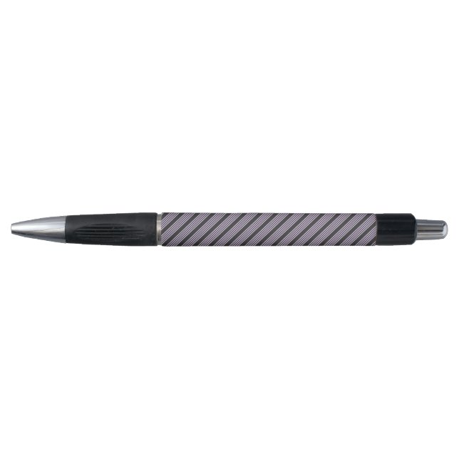 Lilac purple and charcoal five stripes pattern pen (Front)