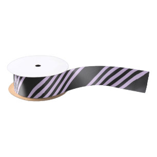 Lilac purple and charcoal five stripes pattern satin ribbon