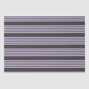 Lilac purple and charcoal five stripes pattern tissue paper