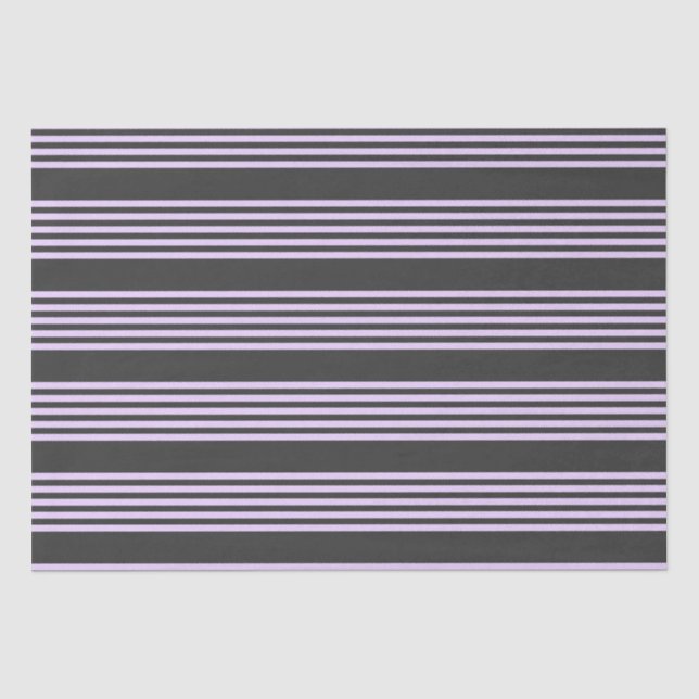 Lilac purple and charcoal five stripes pattern tissue paper (Front)