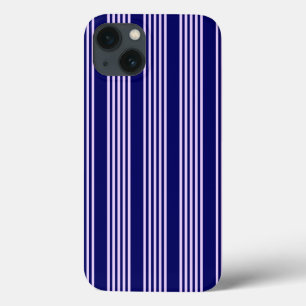 Lilac purple and navy blue five stripes pattern iPhone 13 case