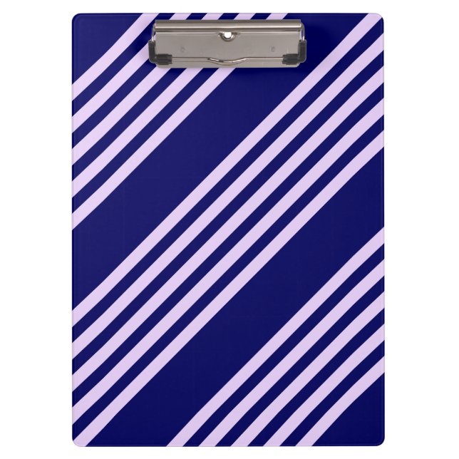 Lilac purple and navy blue five stripes pattern clipboard (Front)
