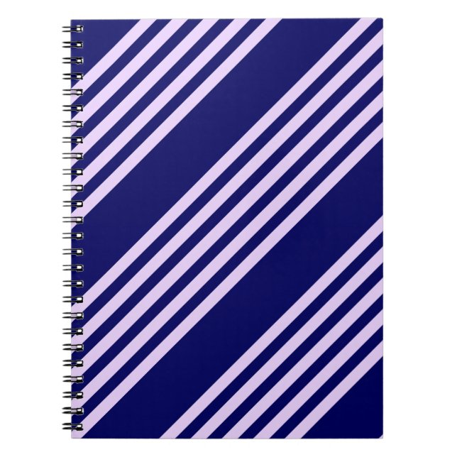Lilac purple and navy blue five stripes pattern notebook (Front)