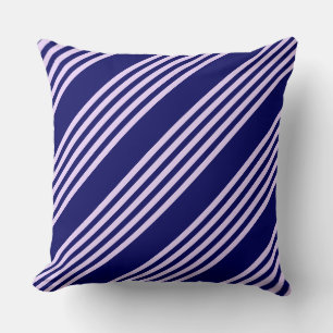 Lilac purple and navy blue five stripes pattern throw pillow