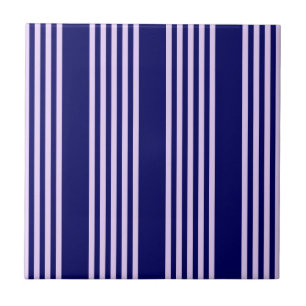 Lilac purple and navy blue five stripes pattern tile