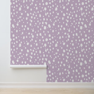 Lilac Purple and White Abstract Dots Wallpaper