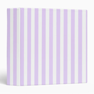 Lilac purple and white candy stripes binder