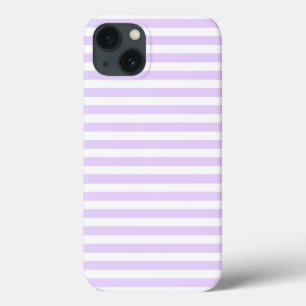 Lilac purple and white candy stripes iPhone 13 case