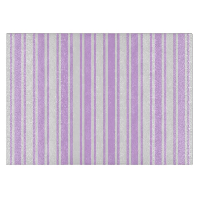 Lilac purple and white candy stripes cutting board (Front)