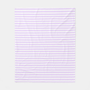 Lilac purple and white candy stripes fleece blanket