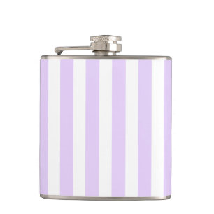 Lilac purple and white candy stripes hip flask