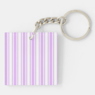 Lilac purple and white candy stripes keychain