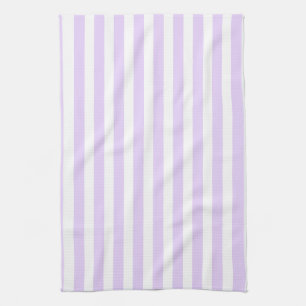 Lilac purple and white candy stripes kitchen towel