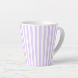 Lilac purple and white candy stripes latte mug