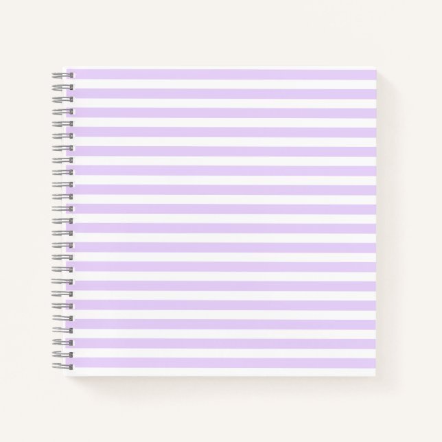 Lilac purple and white candy stripes notebook (Front)