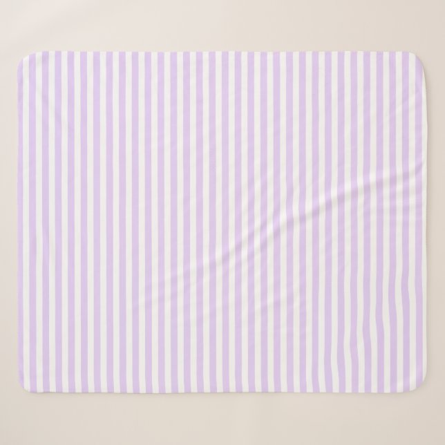 Lilac purple and white candy stripes sherpa blanket (Front (Horizontal))