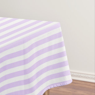 Lilac purple and white candy stripes tablecloth