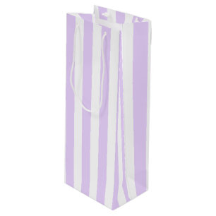 Lilac purple and white candy stripes wine gift bag