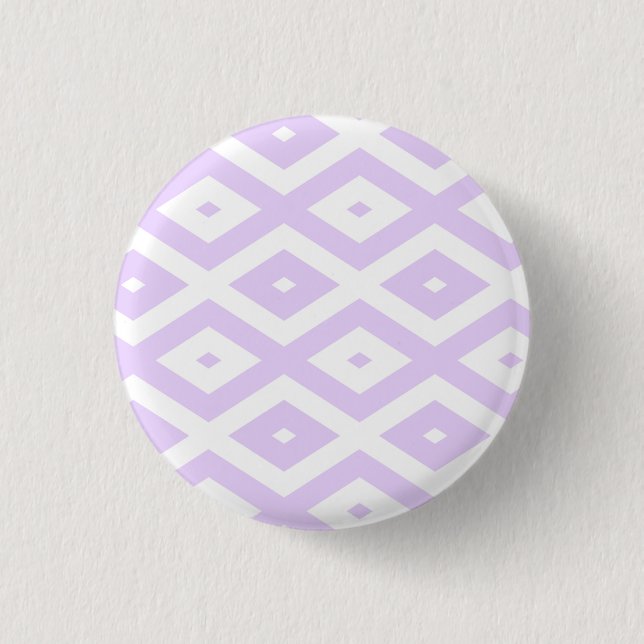 Lilac purple and white diamond pattern 1 inch round button (Front)