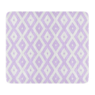 Lilac purple and white diamond pattern cutting board