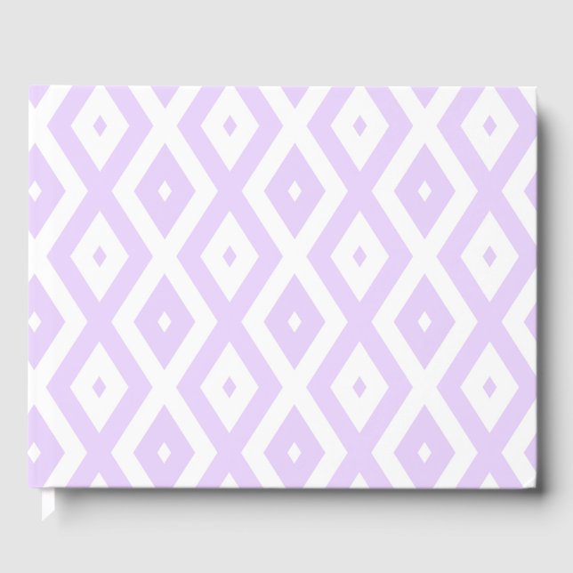Lilac purple and white diamond pattern guest book (Front)