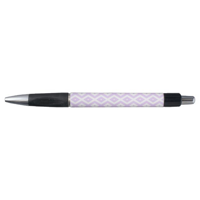 Lilac purple and white diamond pattern pen (Front)