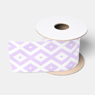 Lilac purple and white diamond pattern satin ribbon