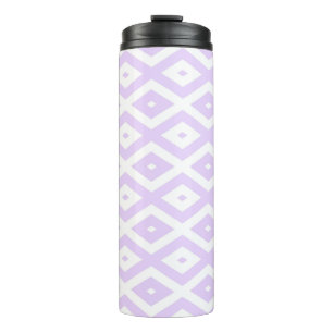 Lilac purple and white diamond pattern thermal tumbler