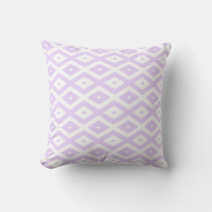 Lilac purple and white diamond pattern throw pillow