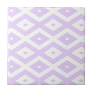 Lilac purple and white diamond pattern tile