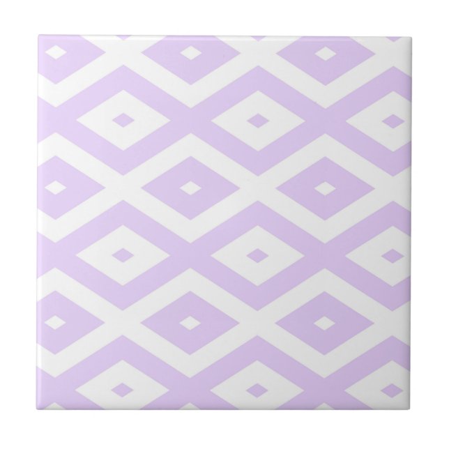 Lilac purple and white diamond pattern tile (Front)