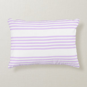Lilac purple and white five stripes pattern accent pillow