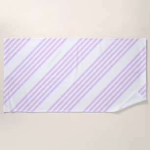 Lilac purple and white five stripes pattern beach towel