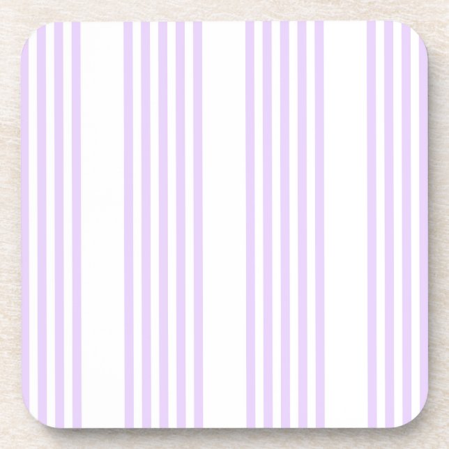 Lilac purple and white five stripes pattern coaster (Front)