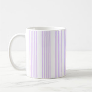 Lilac purple and white five stripes pattern coffee mug